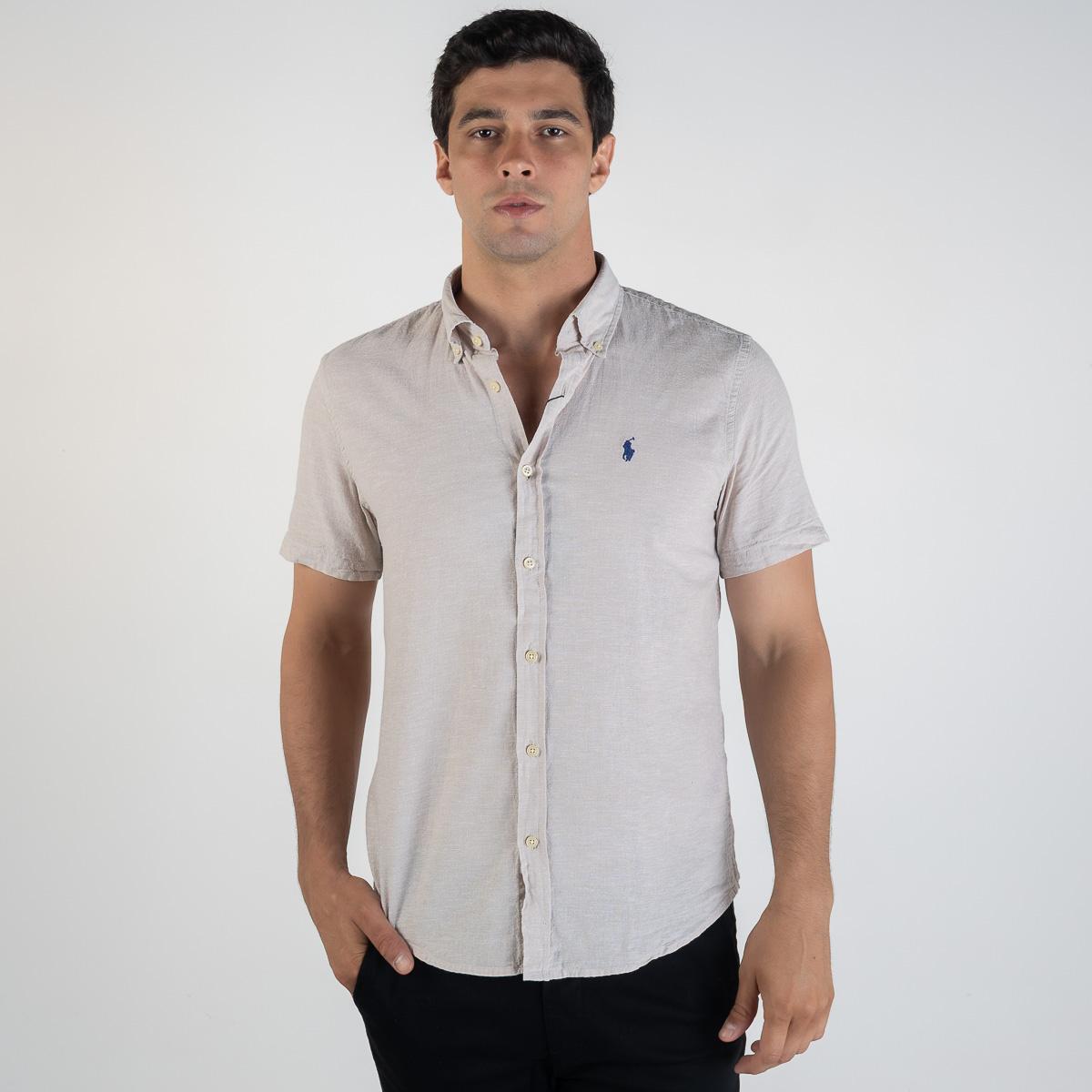 Camisa de Linho Manga Curta Polo Ralph Lauren