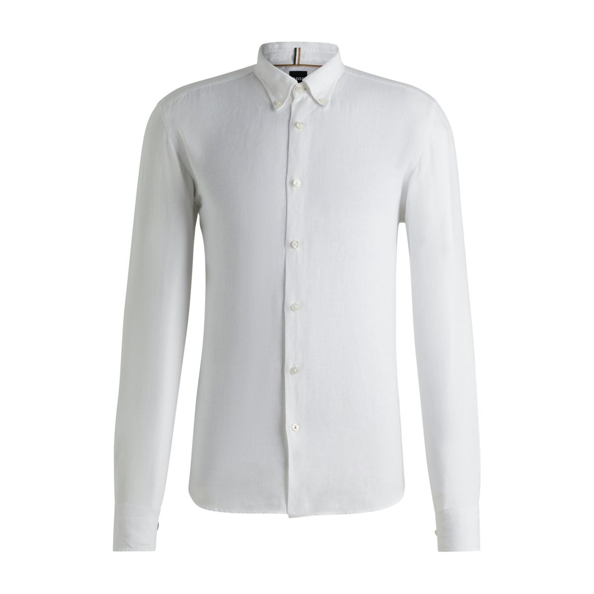 Camisa com Botões Regular Fit em Linho BOSS